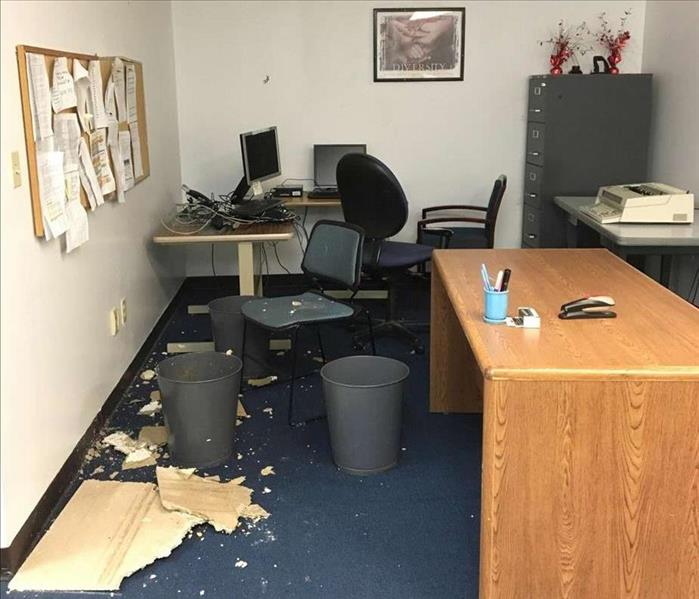 water damaged office